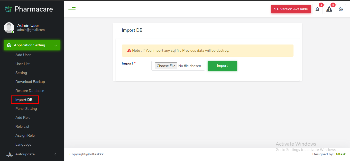 Import DB